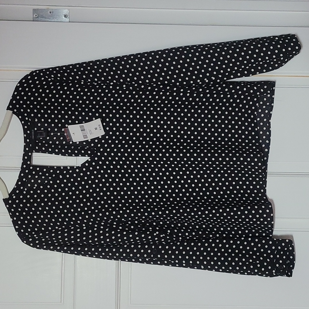 Forever 21 Black Blouse with White Polka Dots and Back Cutout